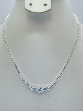 Swarovski Crystal Elements White Crystal Tennis Necklace Bridal Formal